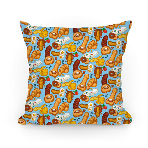 Phallic Breakfast Pattern Pillow