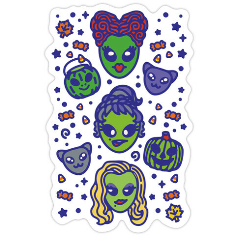 Witch Alien Sisters Parody Die Cut Sticker