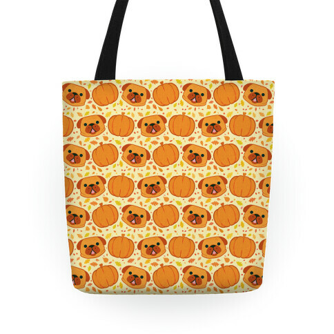 Pug Pumpkin Pattern Tote