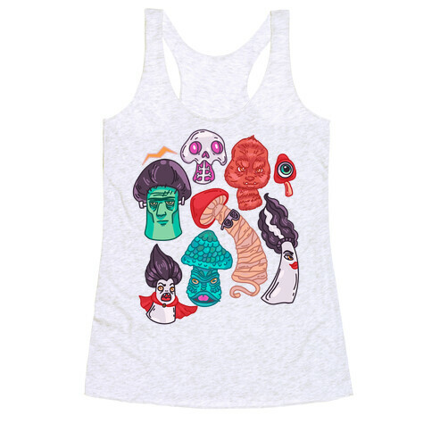 Mushroom Monsters Pattern Racerback Tank Top