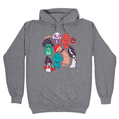 Mushroom Monsters Pattern Hooded Sweatshirt