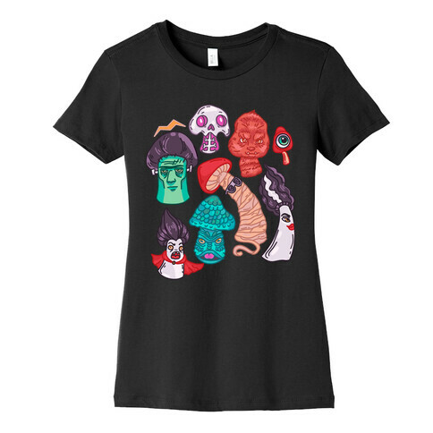 Mushroom Monsters Pattern Womens T-Shirt