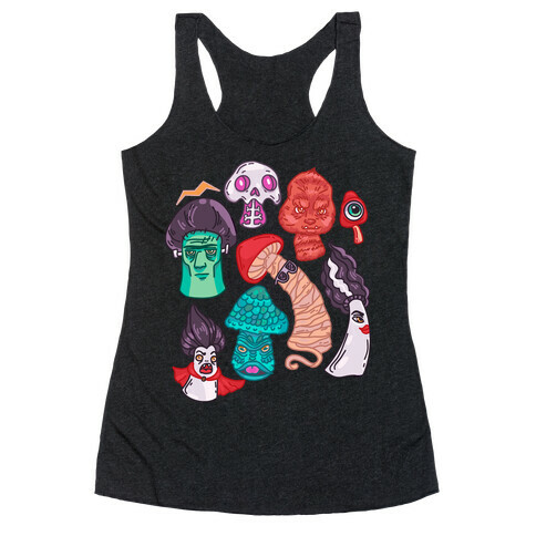 Mushroom Monsters Pattern Racerback Tank Top