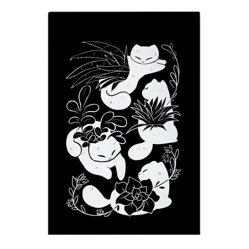 Succulent Cats On Black Garden Flag