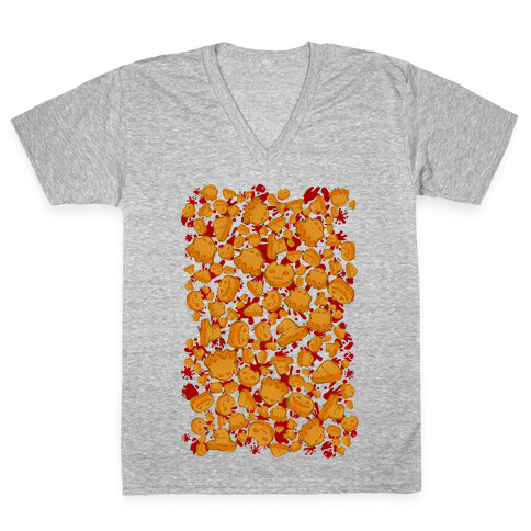 Halloween Nuggies Pattern V-Neck Tee Shirt