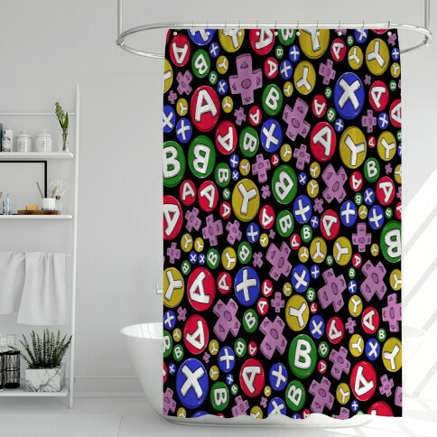 Video Game Controller Buttons Pattern Shower Curtain