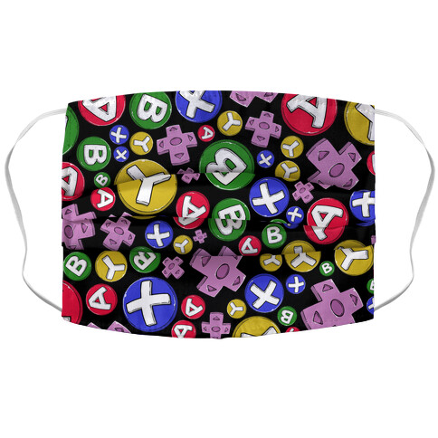 Video Game Controller Buttons Pattern Accordion Face Mask