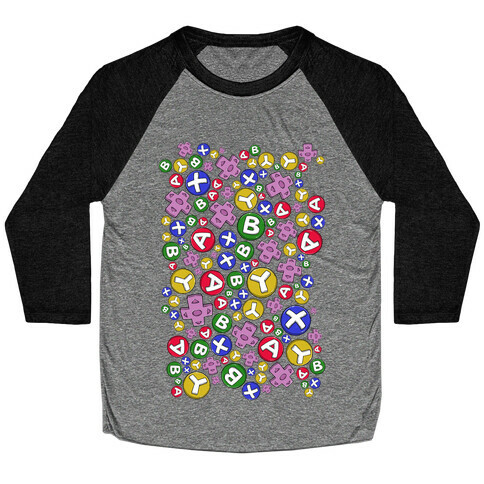 Video Game Controller Buttons Pattern Baseball Tee