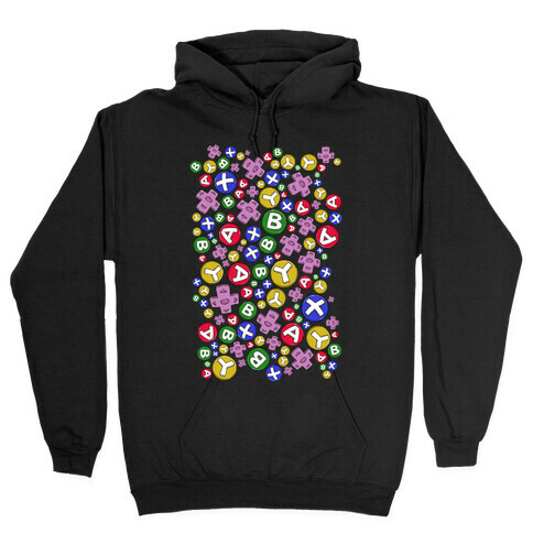 Video Game Controller Buttons Pattern Hooded Sweatshirt
