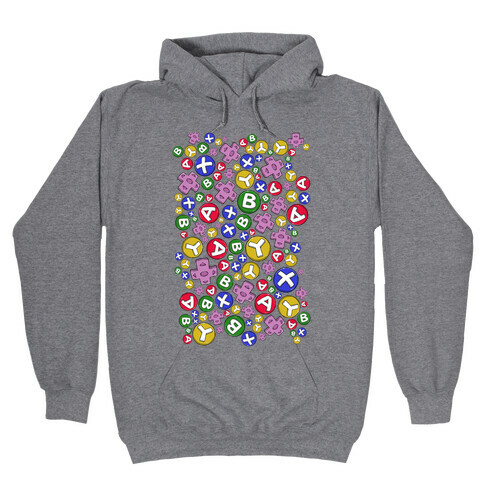 Video Game Controller Buttons Pattern Hooded Sweatshirt