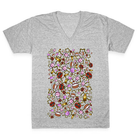 Kirby Munchies Pattern V-Neck Tee Shirt