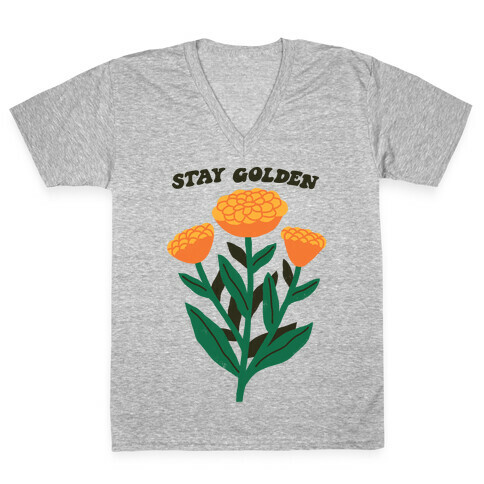 Stay Golden Marigolds V-Neck Tee Shirt
