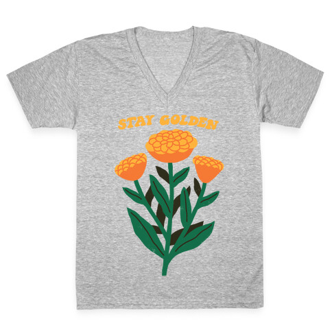 Stay Golden Marigolds V-Neck Tee Shirt