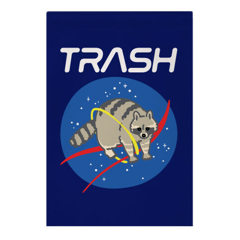 Trash Raccoon Nasa Logo Parody White Print Garden Flag