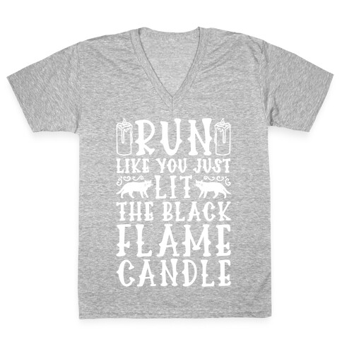 Run Like You Just Lit The Black Flame Candle V-Neck Tee Shirt