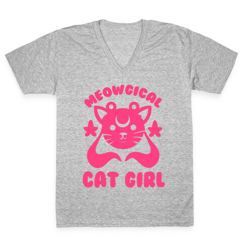 Meowgical Cat Girl V-Neck Tee Shirt