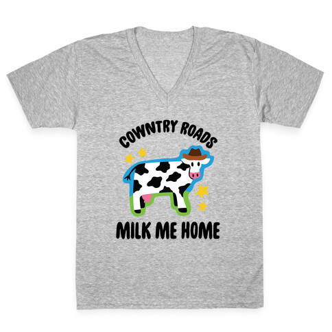 Cowntry Roads Milk Me Home V-Neck Tee Shirt