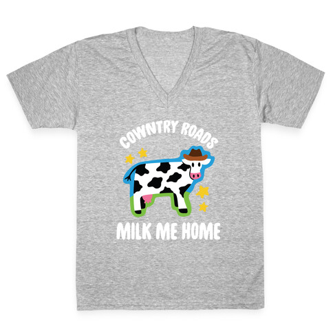 Cowntry Roads Milk Me Home V-Neck Tee Shirt