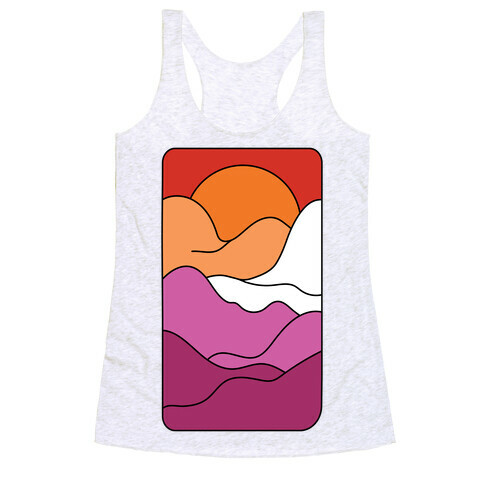 Groovy Pride Flag Landscapes: Lesbian Flag Racerback Tank Top