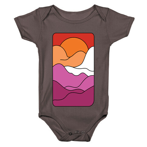 Groovy Pride Flag Landscapes: Lesbian Flag Baby One-Piece