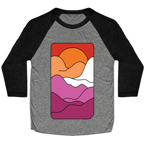 Groovy Pride Flag Landscapes: Lesbian Flag Baseball Tee