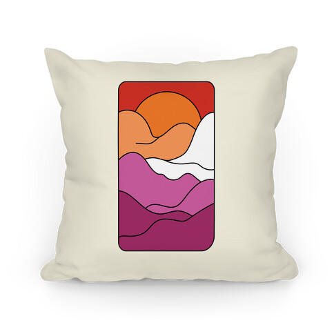 Groovy Pride Flag Landscapes: Lesbian Flag Pillow