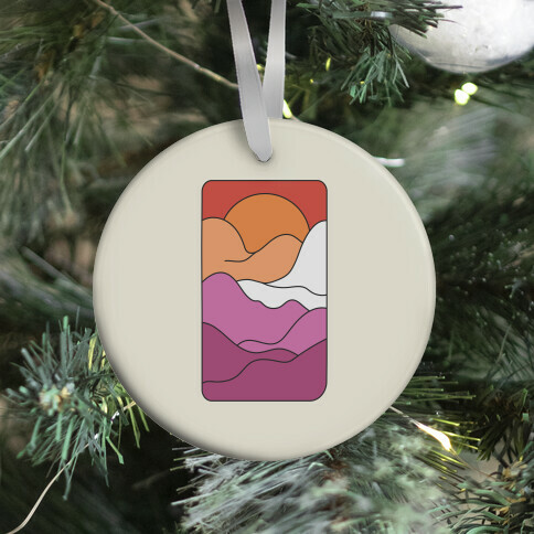 Groovy Pride Flag Landscapes: Lesbian Flag Ornament