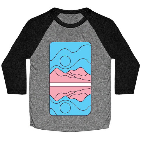 Groovy Pride Flag Landscapes: Trans Flag Baseball Tee