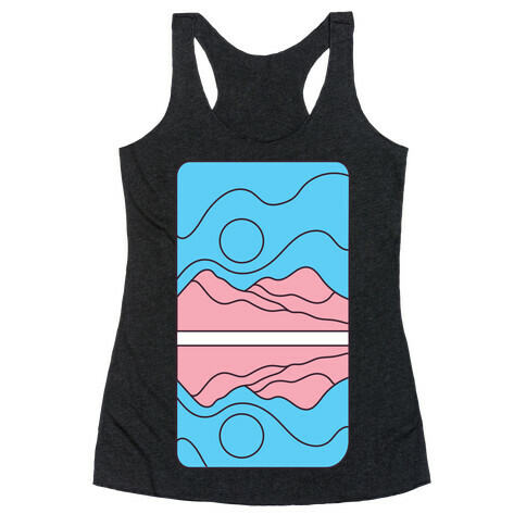 Groovy Pride Flag Landscapes: Trans Flag Racerback Tank Top