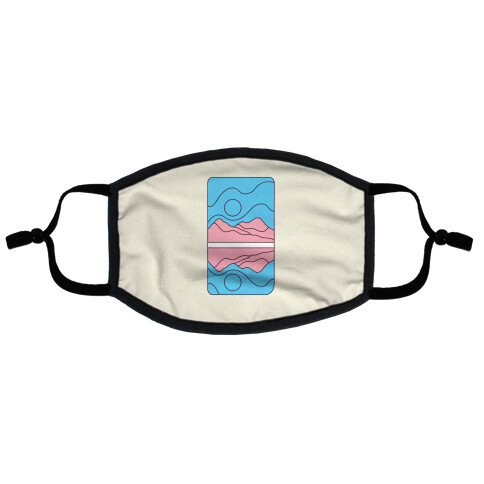 Groovy Pride Flag Landscapes: Trans Flag Flat Face Mask