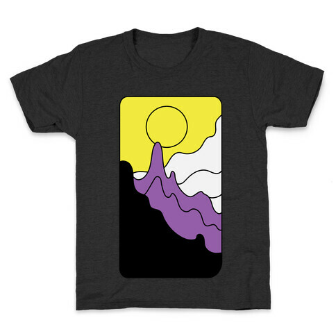 Groovy Pride Flag Landscapes: Nonbinary Flag Kids T-Shirt