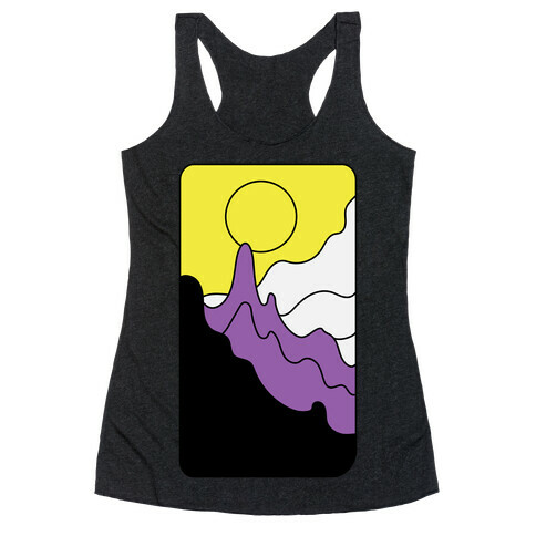 Groovy Pride Flag Landscapes: Nonbinary Flag Racerback Tank Top