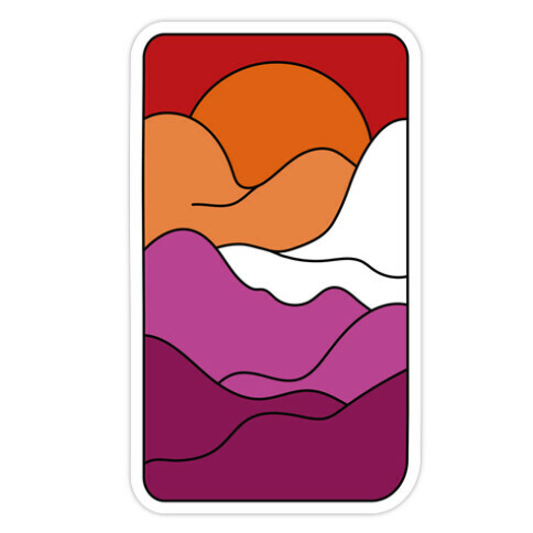 Groovy Pride Flag Landscapes: Lesbian Flag Die Cut Sticker