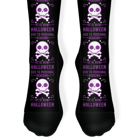 Due To Personal Reasons It Is Now Halloween Skull (Purple) Sock