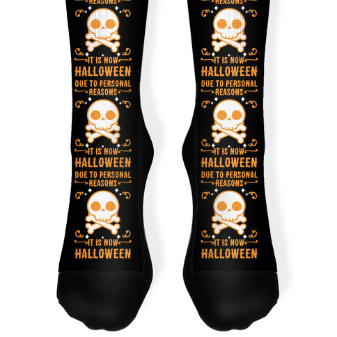 Due To Personal Reasons It Is Now Halloween Skull (Orange) Sock