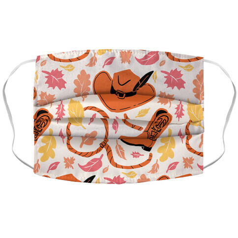 Fall Cowboy Pattern Accordion Face Mask