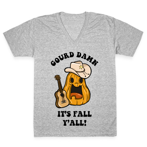 Gourd Damn It's Fall Y'all! V-Neck Tee Shirt