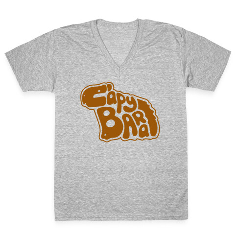 Capybara Font Illustration V-Neck Tee Shirt