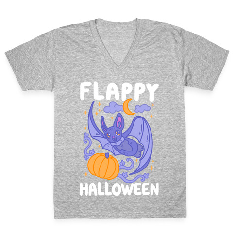 Flappy Halloween Bat V-Neck Tee Shirt