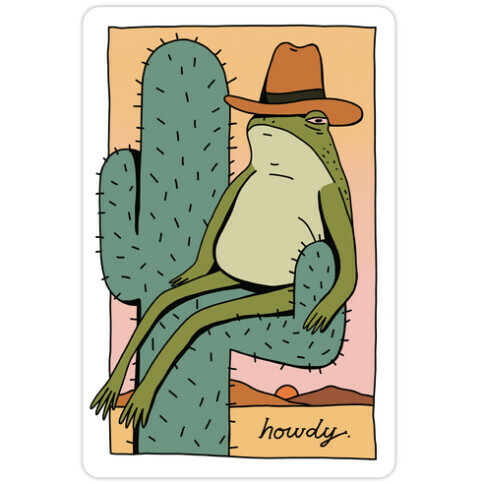 Howdy Frog Cowboy Die Cut Sticker