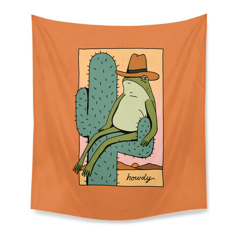 Howdy Frog Cowboy Tapestry