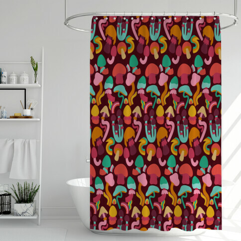 Retro Groovy Mushroom Pattern Shower Curtain