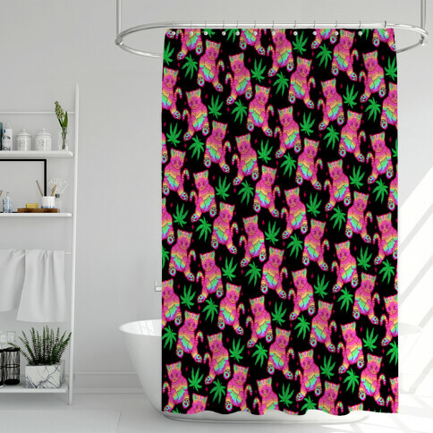 Rainbow Weed Kitty Shower Curtain