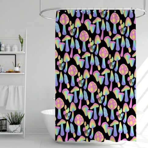 Pastel Rainbow Mushrooms Pattern Shower Curtain