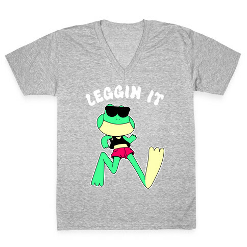 Leggin' It Frog V-Neck Tee Shirt