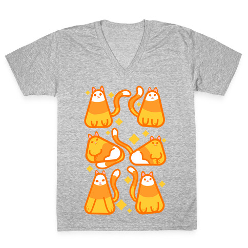 Candy Corn Cats V-Neck Tee Shirt