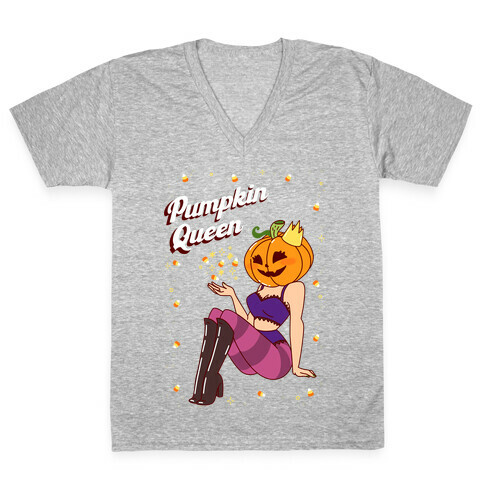 Pumpkin Queen Pin-Up V-Neck Tee Shirt