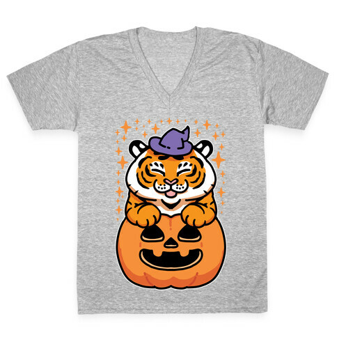 Cute Halloween Tiger V-Neck Tee Shirt