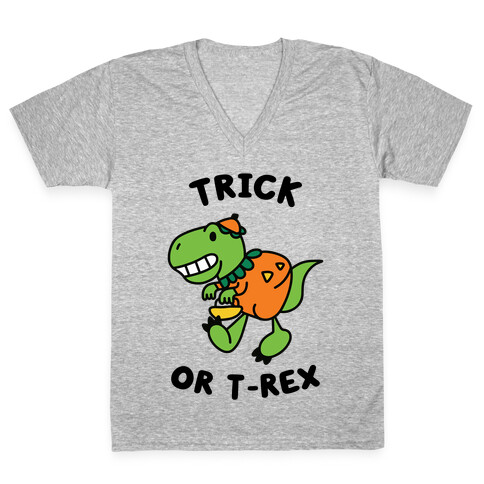 Trick or T-Rex V-Neck Tee Shirt