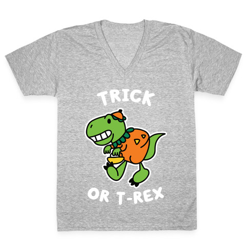 Trick or T-Rex V-Neck Tee Shirt